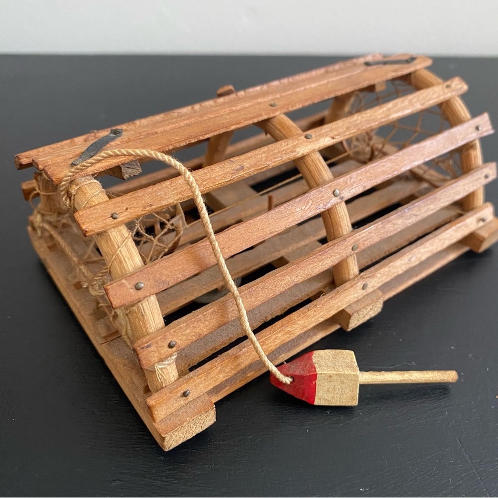 Handmade Mini Lobster Trap with Buoy Folk Art